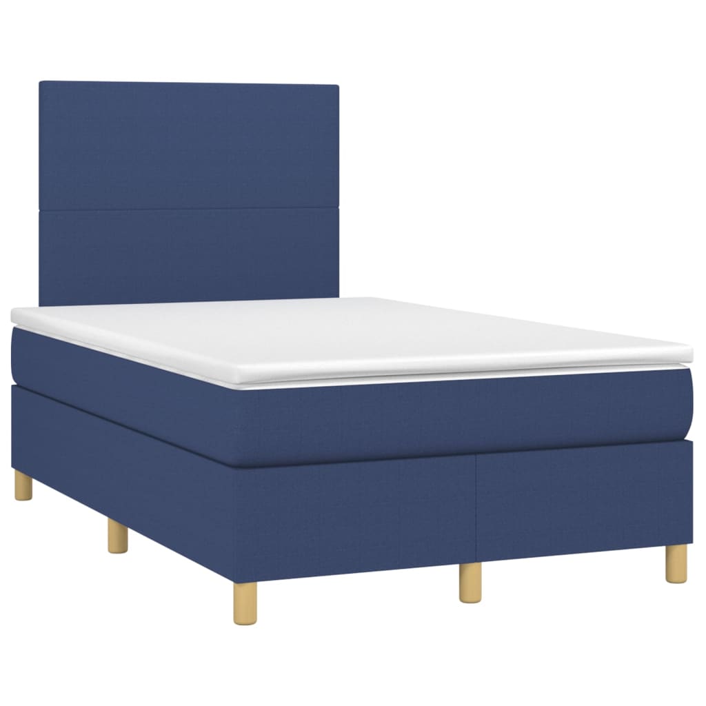 Krevet box spring s madracem LED plavi 120 x 200 cm od tkanine