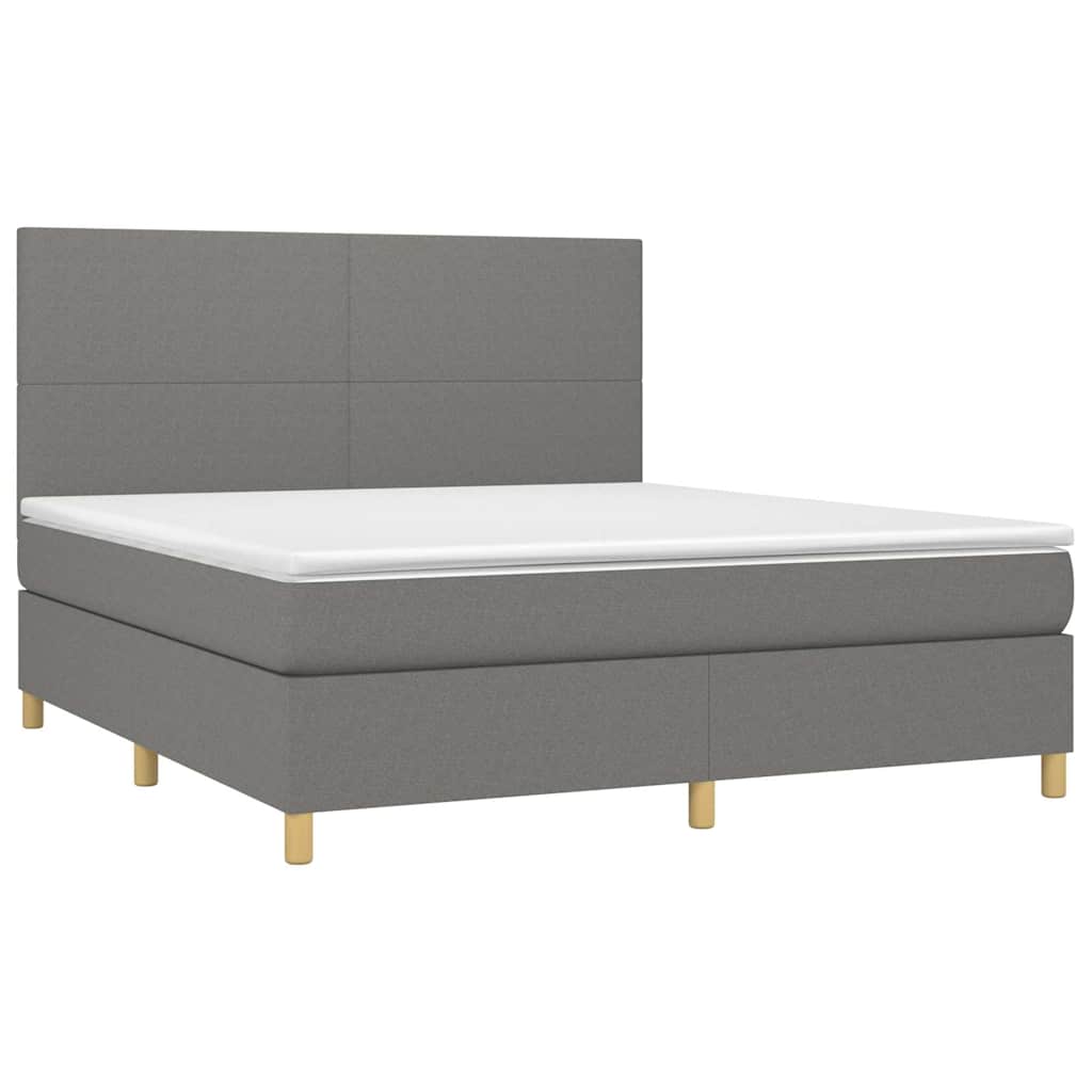 Krevet box spring s madracem LED tamnosivi 160x200 cm tkanina