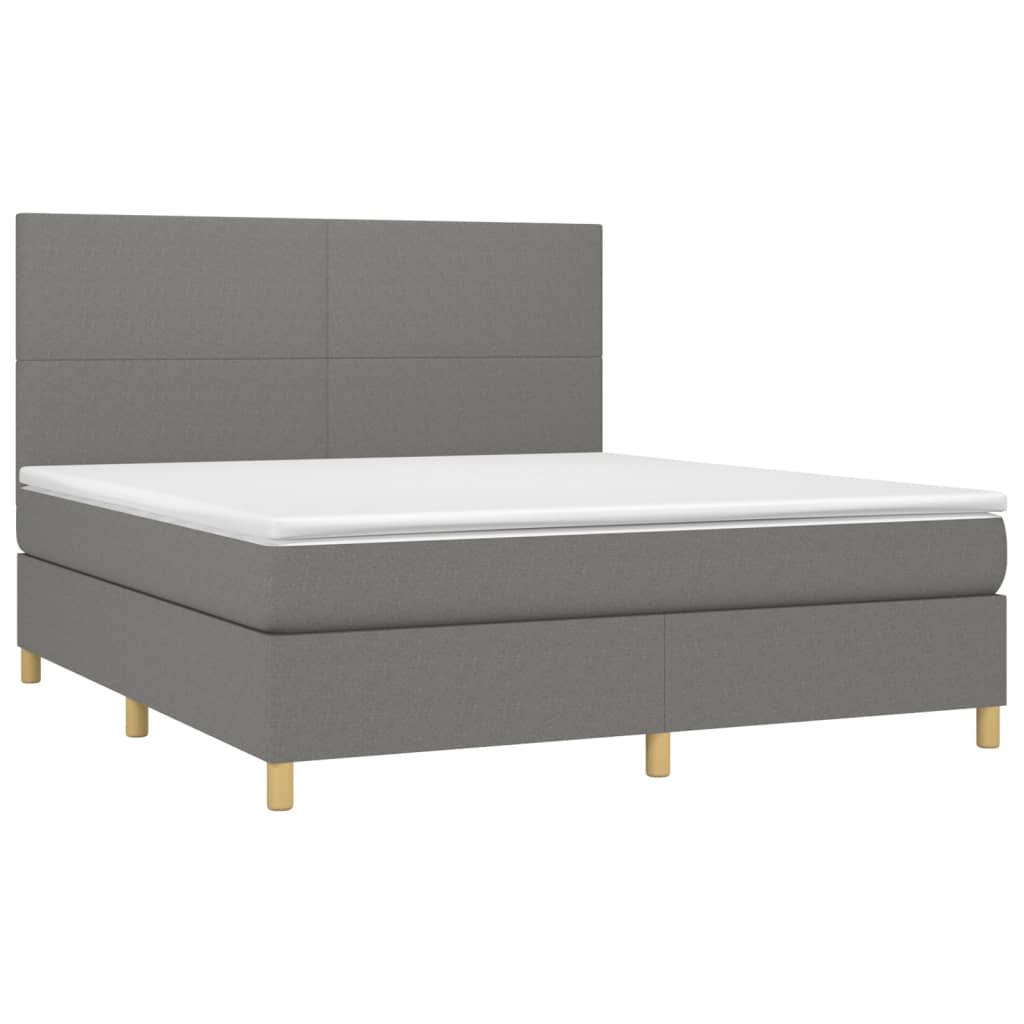 Krevet box spring s madracem LED tamnosivi 180x200 cm tkanina