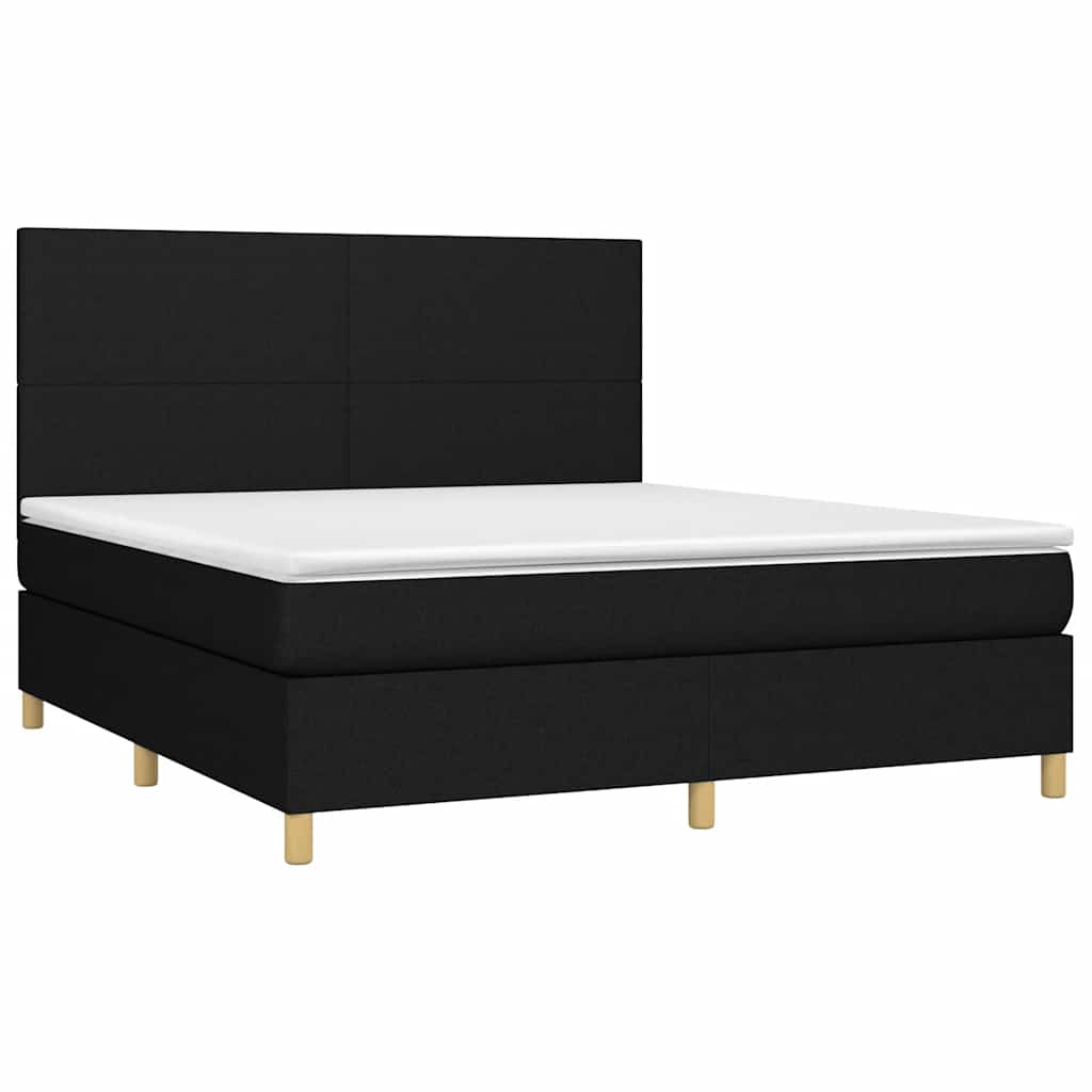 Krevet box spring s madracem LED crni 180x200 cm od tkanine