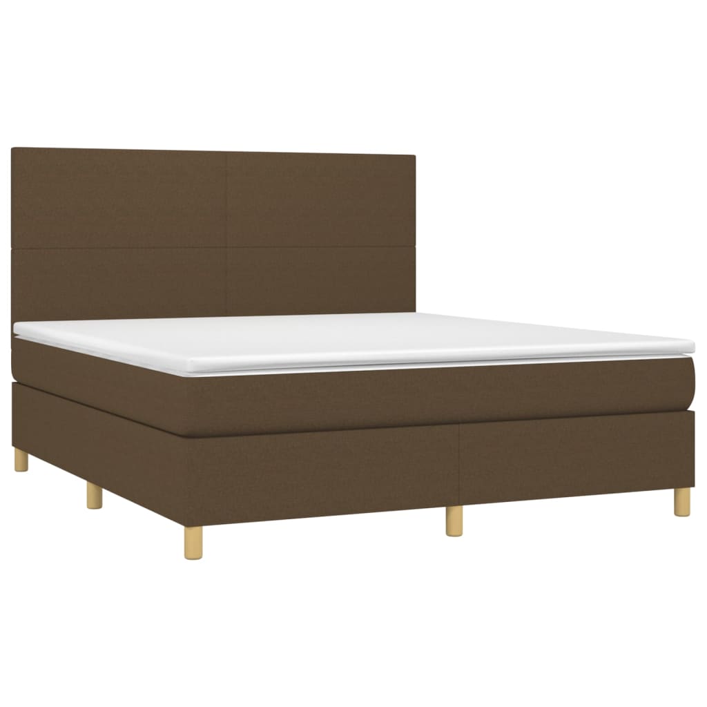 Krevet box spring s madracem LED tamnosmeđi 180x200 cm tkanina