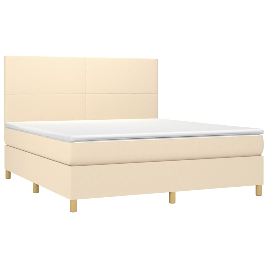 Krevet box spring s madracem LED krem 180x200 cm od tkanine