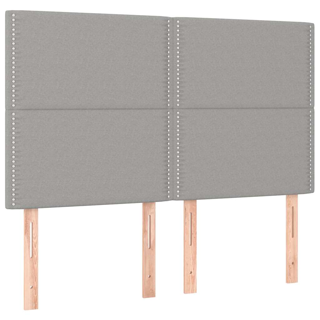 Krevet box spring s madracem LED svjetlosivi 140x190 cm tkanina