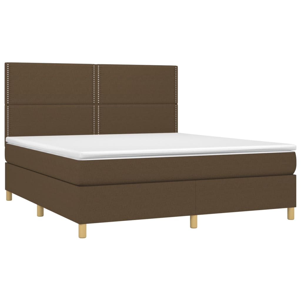 Krevet box spring s madracem LED tamnosmeđi 180x200 cm tkanina