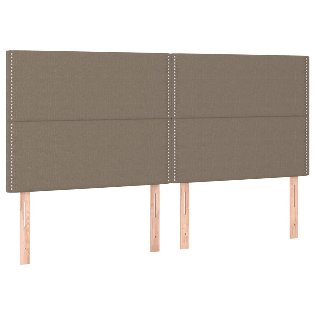 Krevet box spring s madracem LED smeđesivi 180x200 cm tkanina