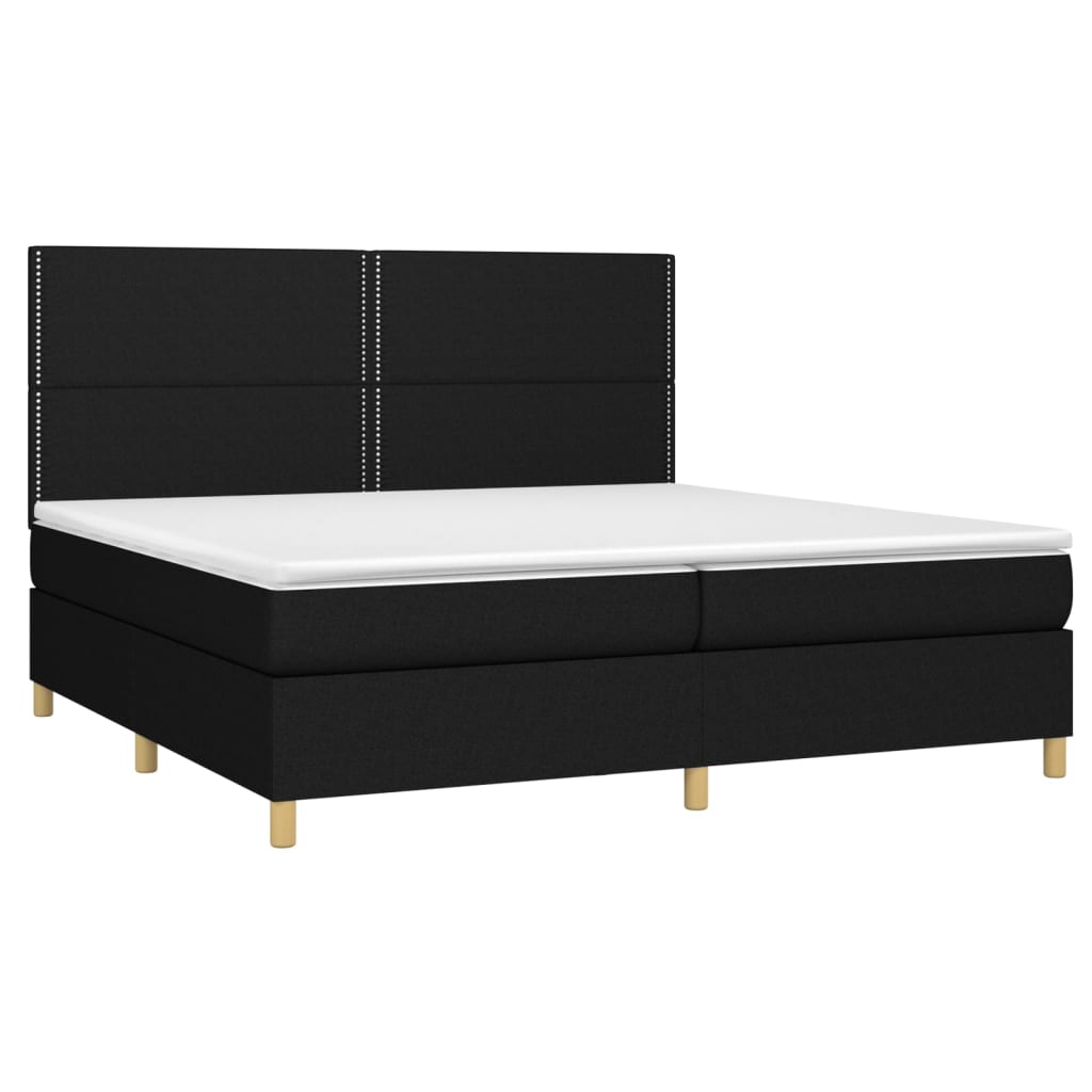 Krevet box spring s madracem LED crni 200x200 cm od tkanine