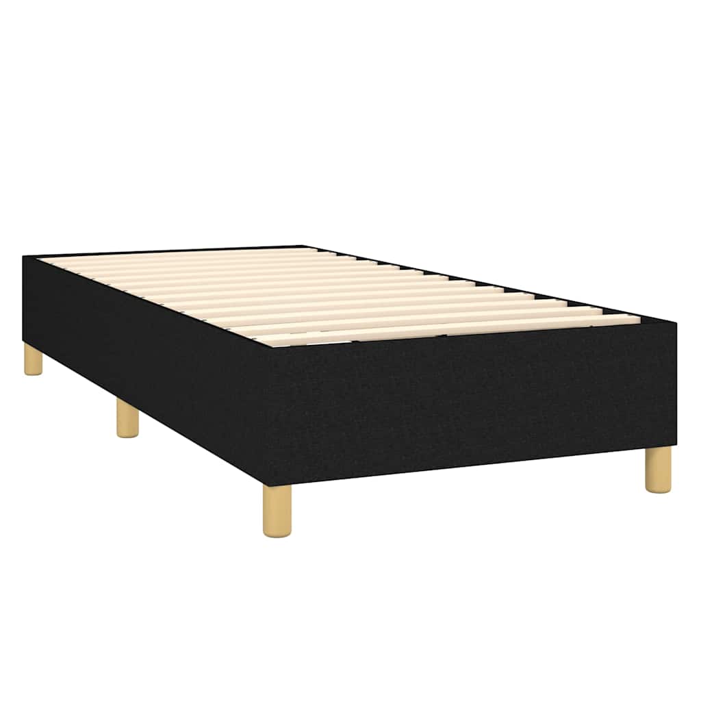 Krevet box spring s madracem LED crni 90x200 cm od tkanine