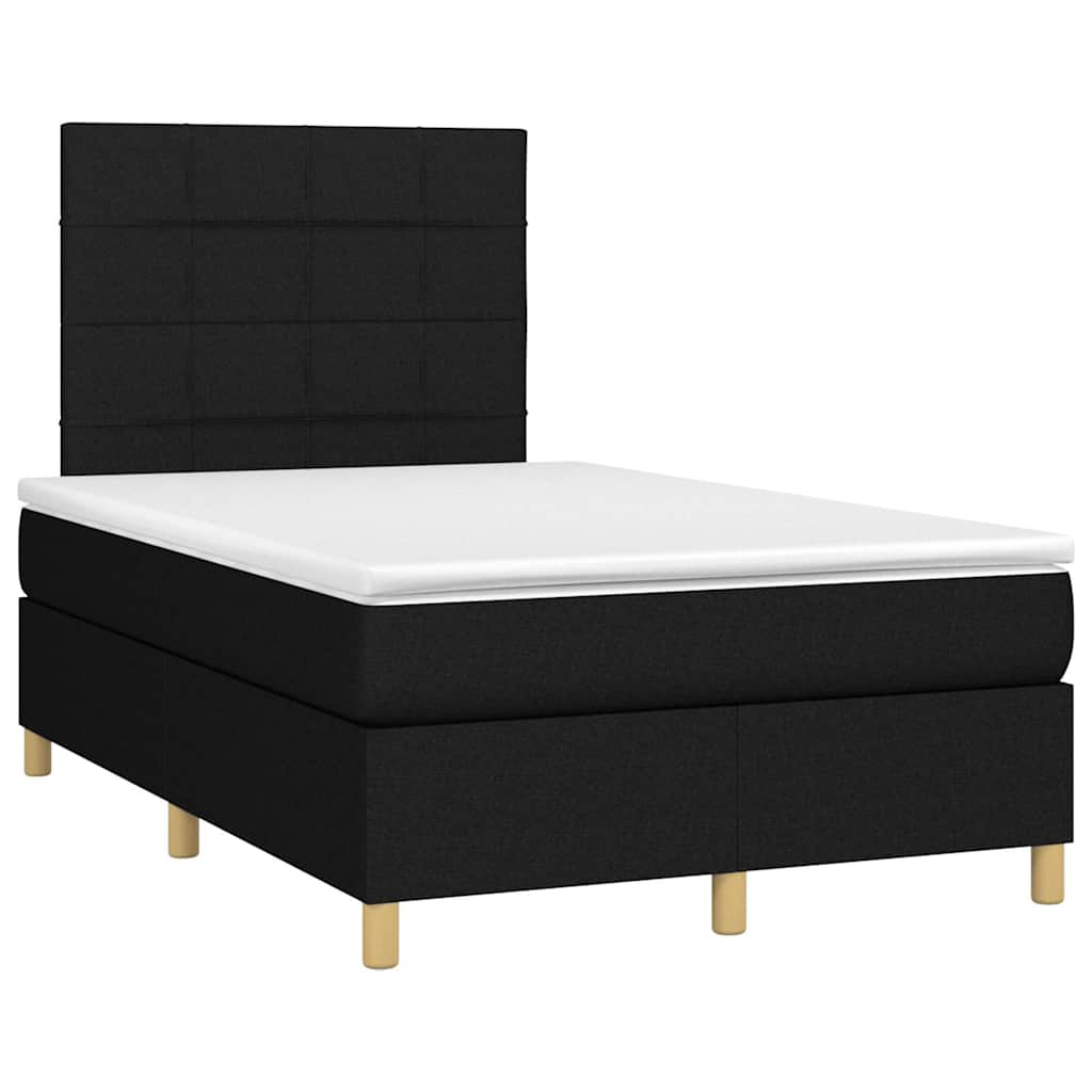 Krevet box spring s madracem LED crni 120 x 200 cm od tkanine