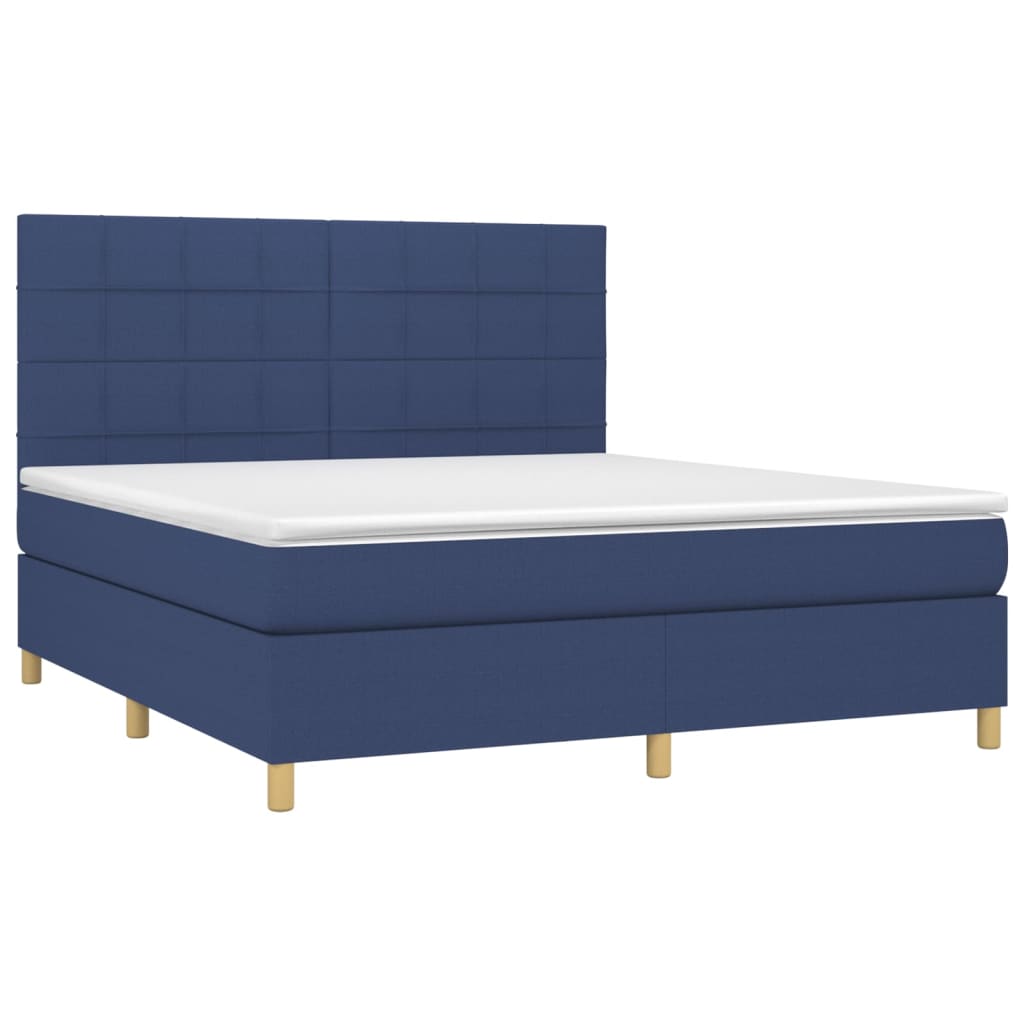 Krevet box spring s madracem LED plavi 160x200 cm od tkanine