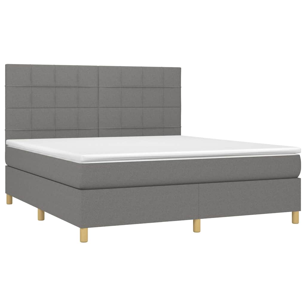 Krevet box spring s madracem LED tamnosivi 180x200 cm tkanina