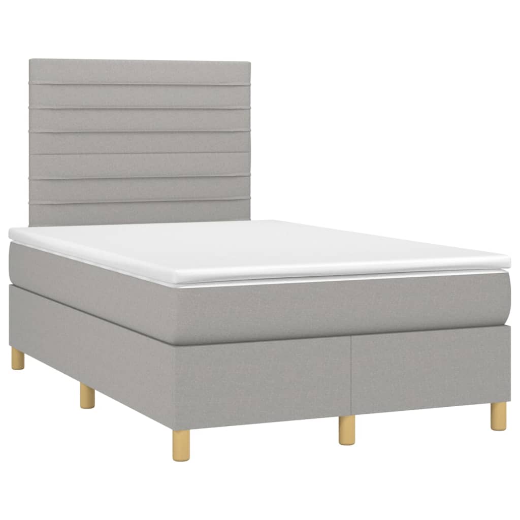 Krevet box spring s madracem LED svjetlosivi 120x200 cm tkanina