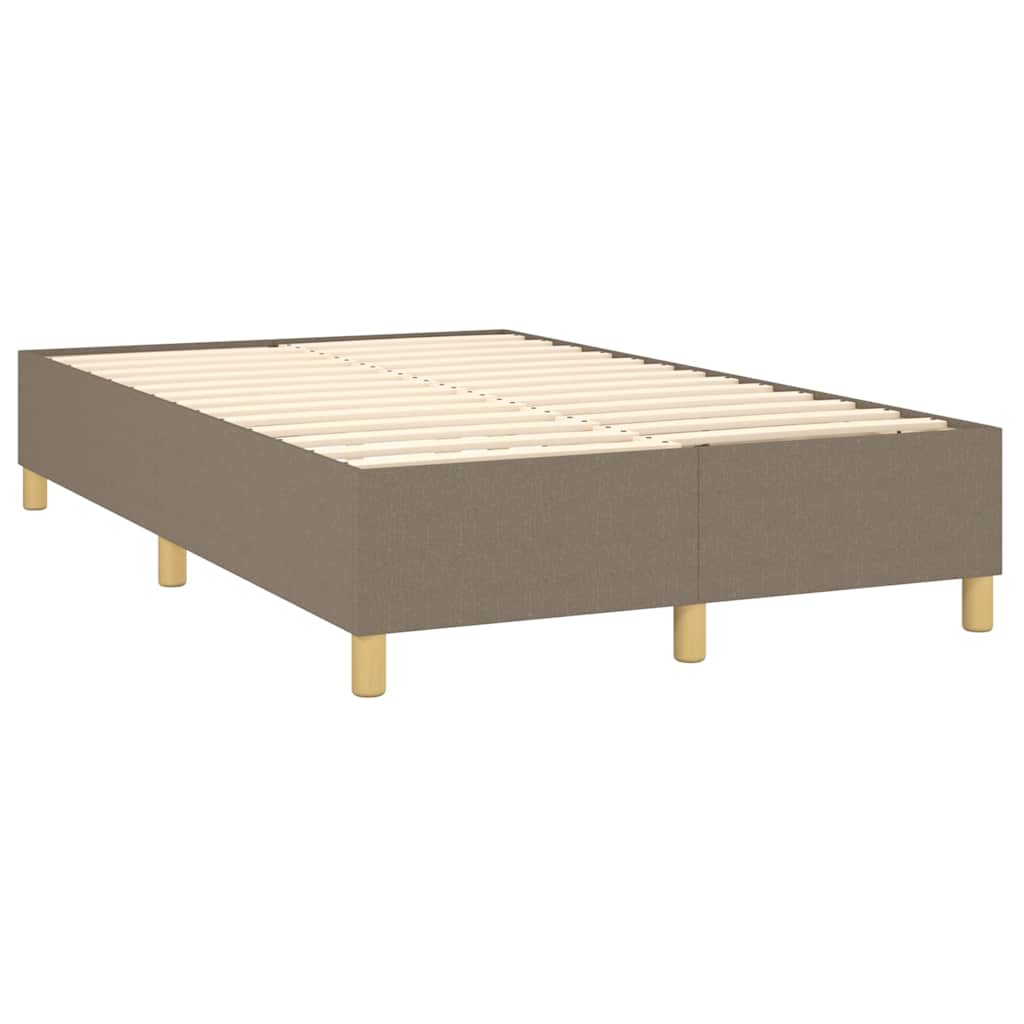 Krevet box spring s madracem LED smeđesivi 120 x 200 cm tkanina