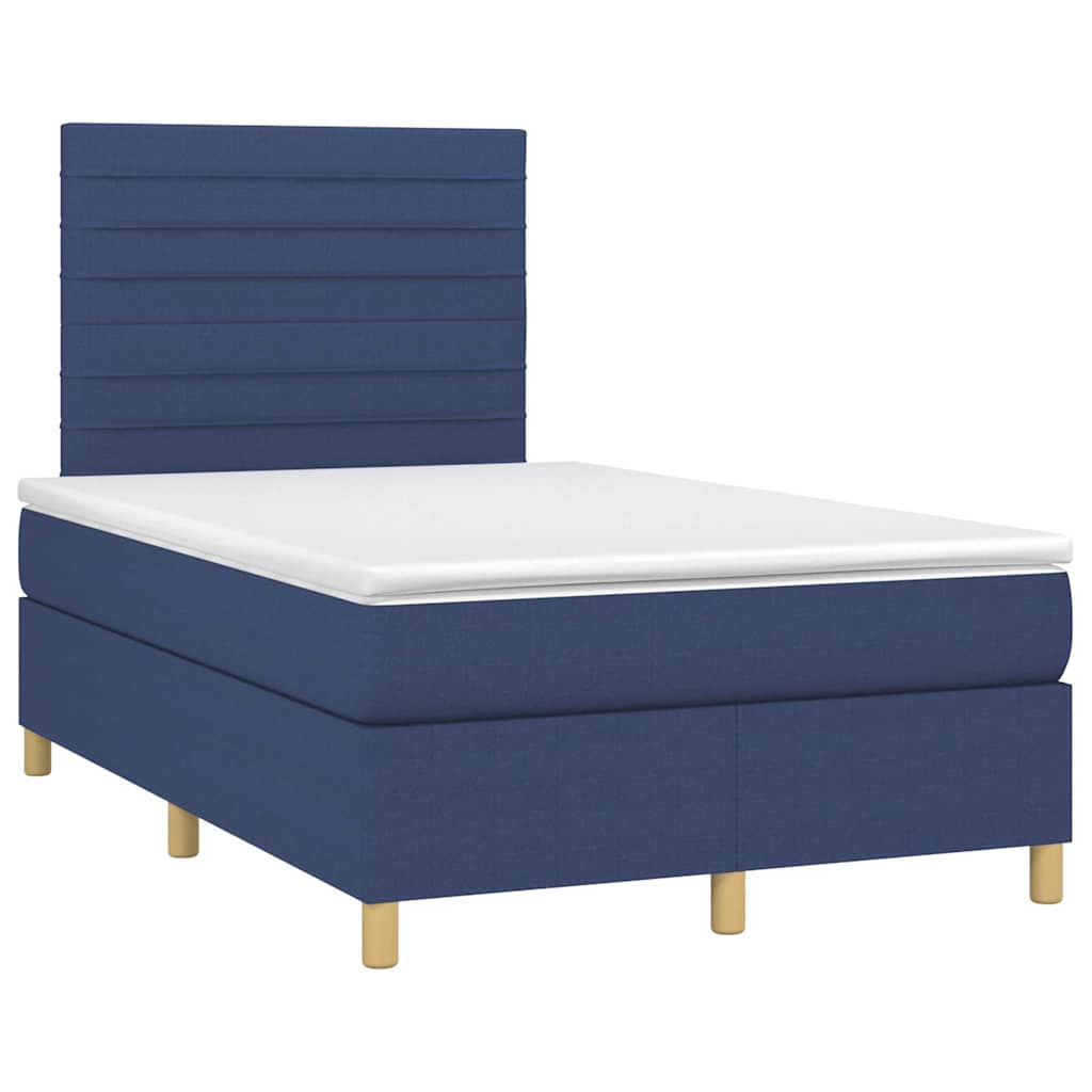 Krevet box spring s madracem LED plavi 120 x 200 cm od tkanine