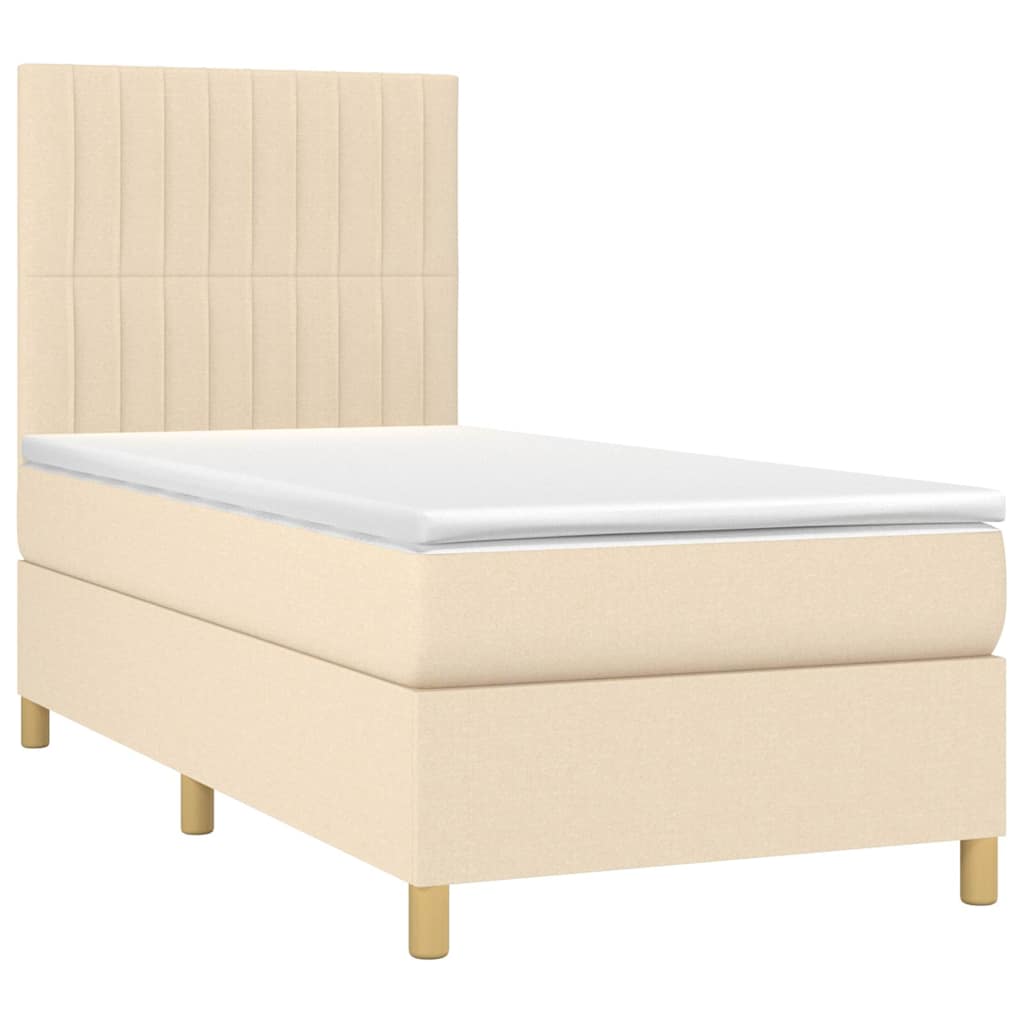 Krevet box spring s madracem LED krem 80 x 200 cm od tkanine