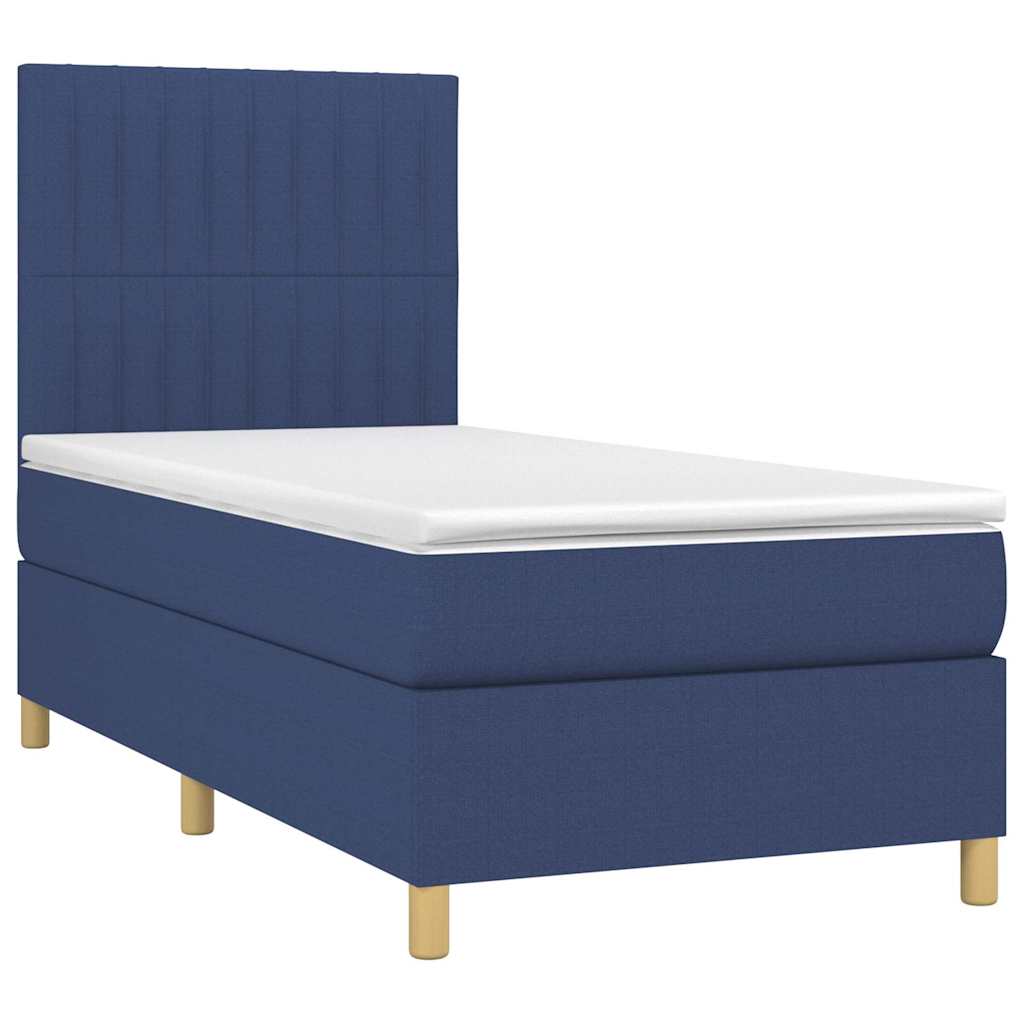 Krevet box spring s madracem LED plavi 80 x 200 cm od tkanine