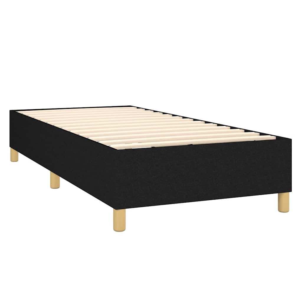 Krevet box spring s madracem LED crni 90x200 cm od tkanine