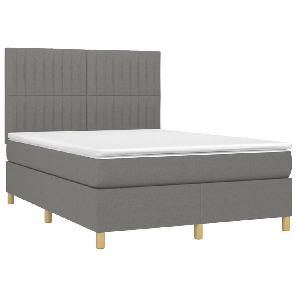 Krevet box spring s madracem LED tamnosivi 140x190 cm tkanina