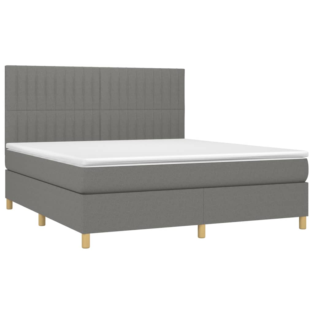 Krevet box spring s madracem LED tamnosivi 160x200 cm tkanina