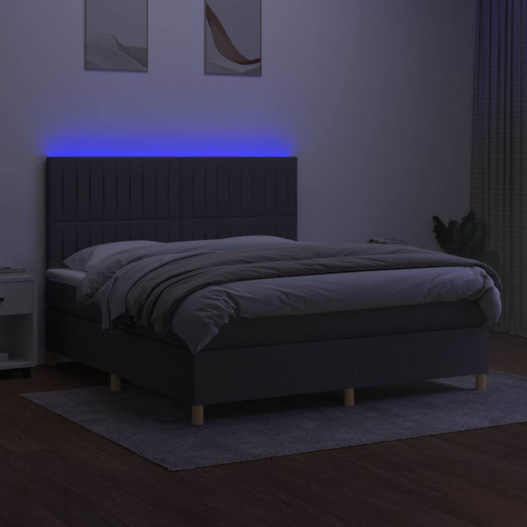 Krevet box spring s madracem LED tamnosivi 160x200 cm tkanina