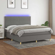 Krevet box spring s madracem LED tamnosivi 160x200 cm tkanina