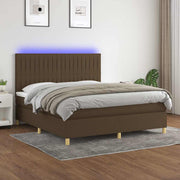 Krevet box spring s madracem LED tamnosmeđi 180x200 cm tkanina
