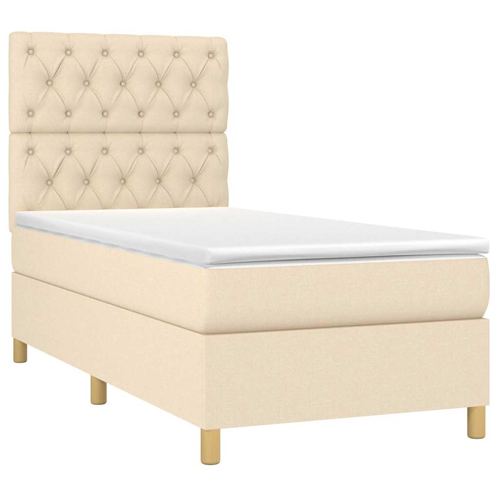 Krevet box spring s madracem LED krem 80 x 200 cm od tkanine