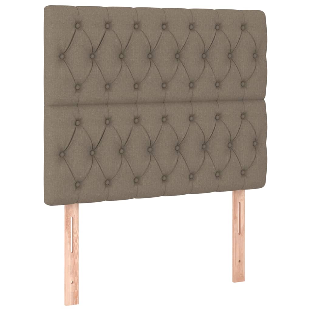Krevet box spring s madracem LED smeđesivi 120 x 200 cm tkanina