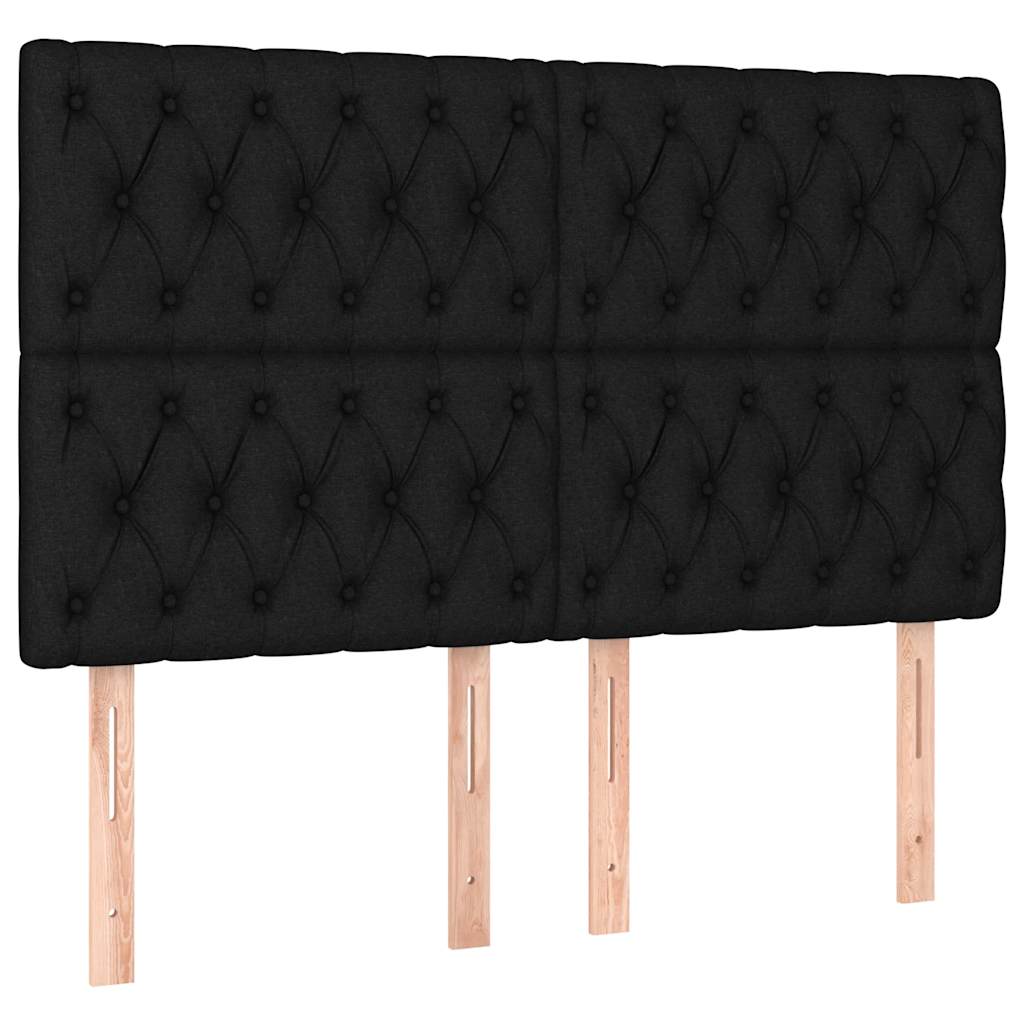 Krevet box spring s madracem LED crni 140x190 cm od tkanine
