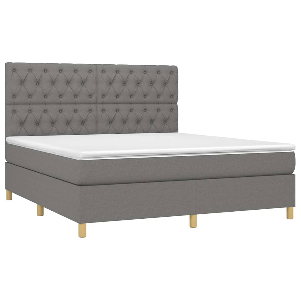 Krevet box spring s madracem LED tamnosivi 160x200 cm tkanina