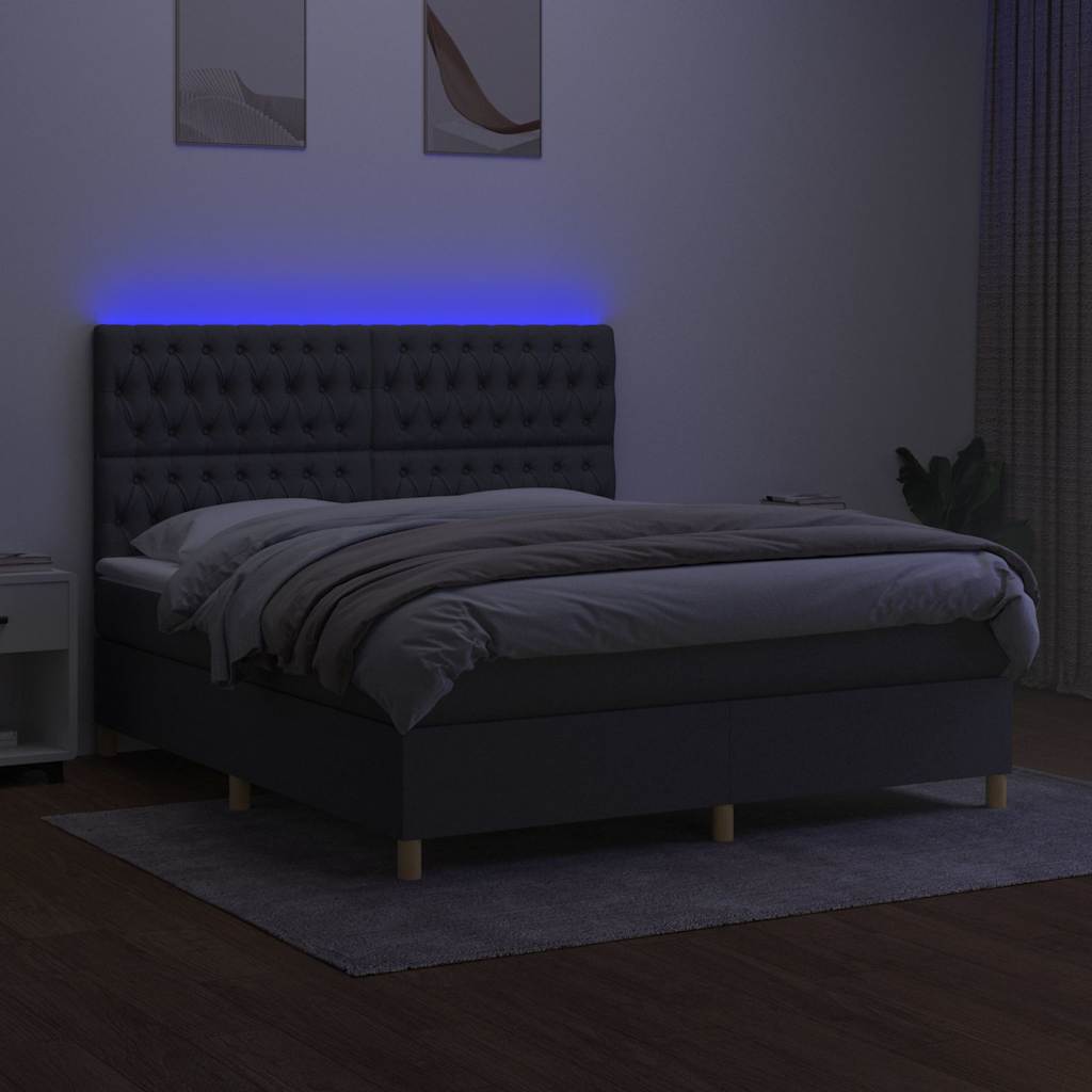 Krevet box spring s madracem LED tamnosivi 160x200 cm tkanina