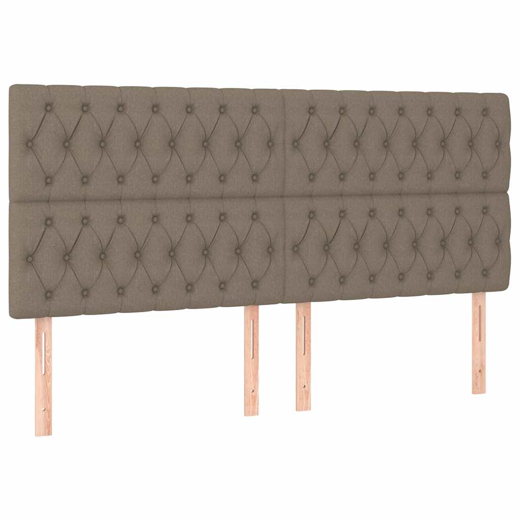 Krevet box spring s madracem LED smeđesivi 200x200 cm tkanina
