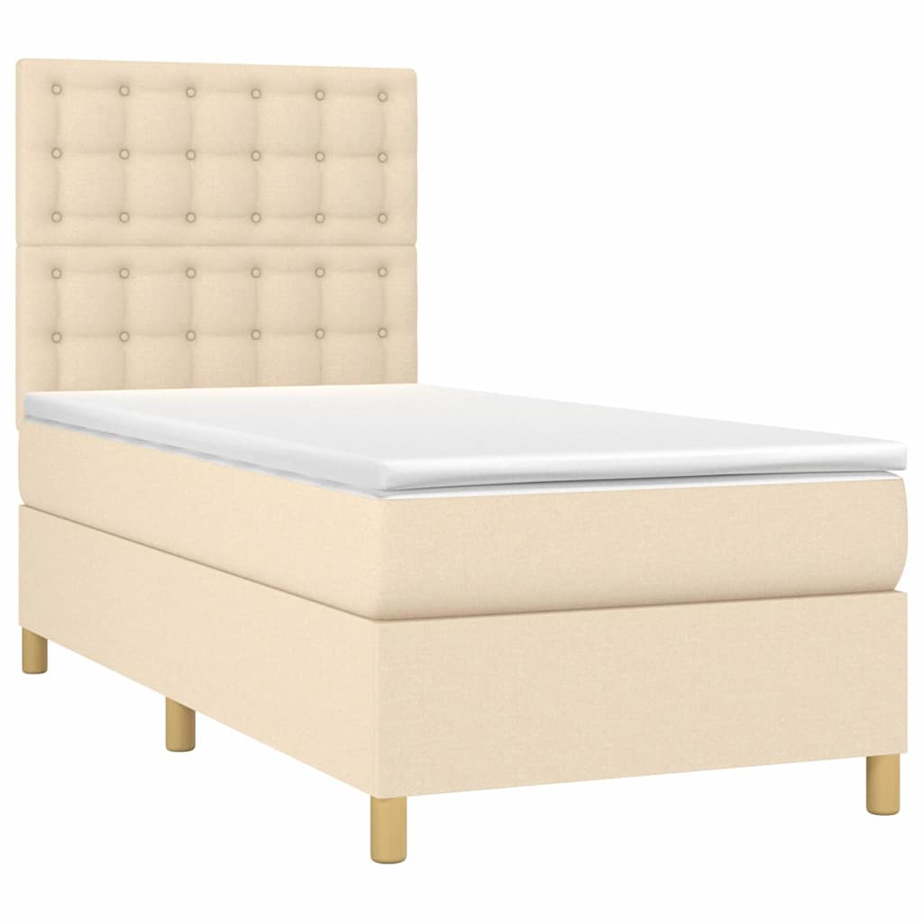 Krevet box spring s madracem LED krem 80 x 200 cm od tkanine