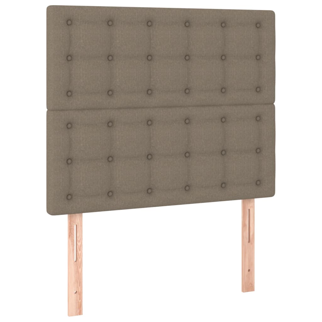 Krevet box spring s madracem LED smeđesivi 90x200 cm tkanina