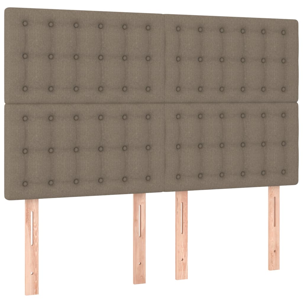 Krevet box spring s madracem LED smeđesivi 140x200 cm tkanina