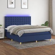 Krevet box spring s madracem LED plavi 160x200 cm od tkanine