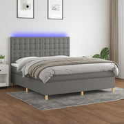 Krevet box spring s madracem LED tamnosivi 180x200 cm tkanina