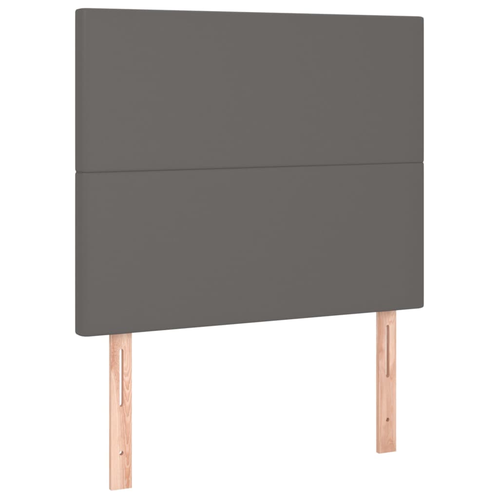 Krevet box spring s madracem LED sivi 80x200 cm od umjetne kože