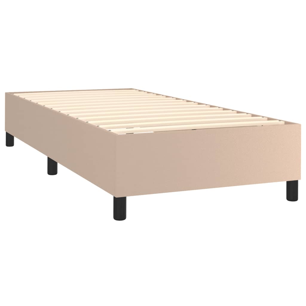Krevet box spring madrac LED cappuccino 90x200cm umjetna koža