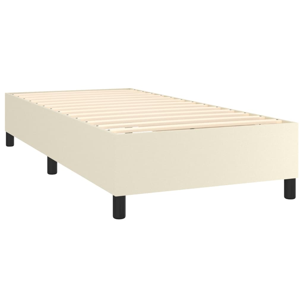 Krevet box spring s madracem LED krem 100x200cm od umjetne kože