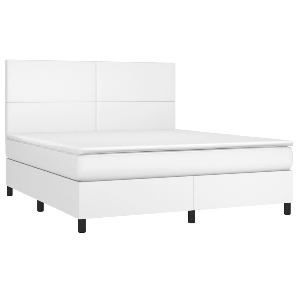 Krevet box spring s madracem LED bijeli 180x200 cm umjetna koža