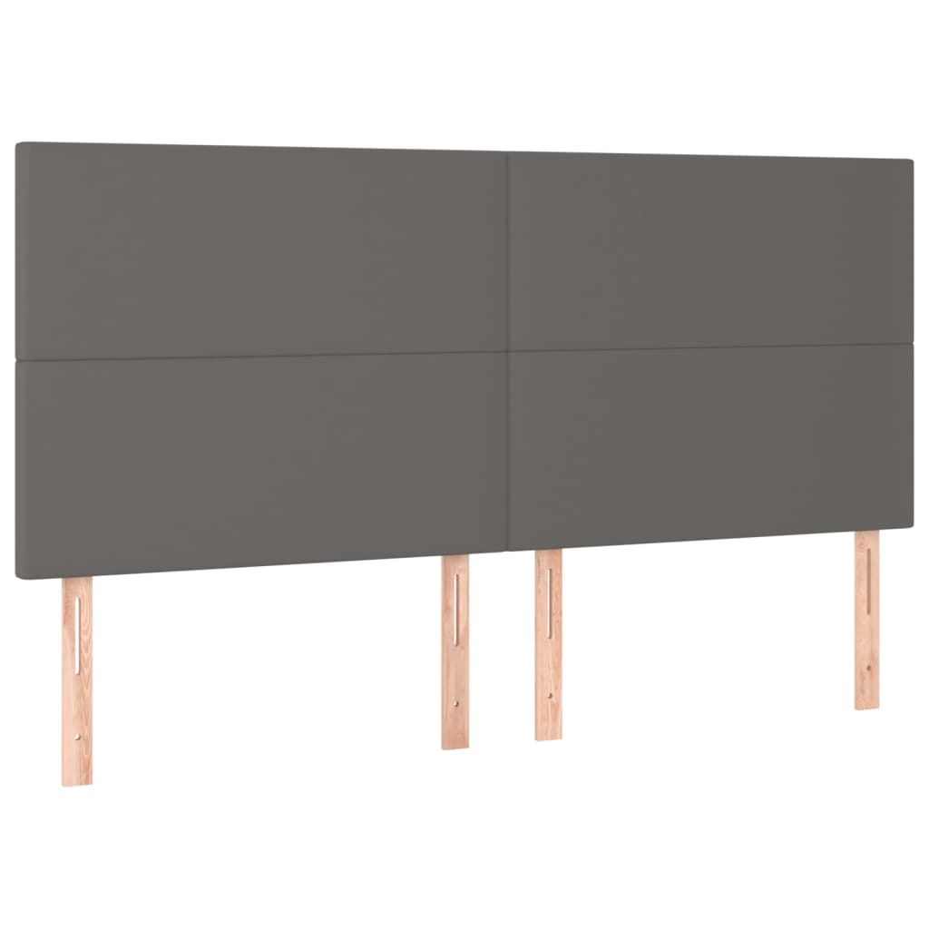 Krevet box spring s madracem LED sivi 180x200cm od umjetne kože