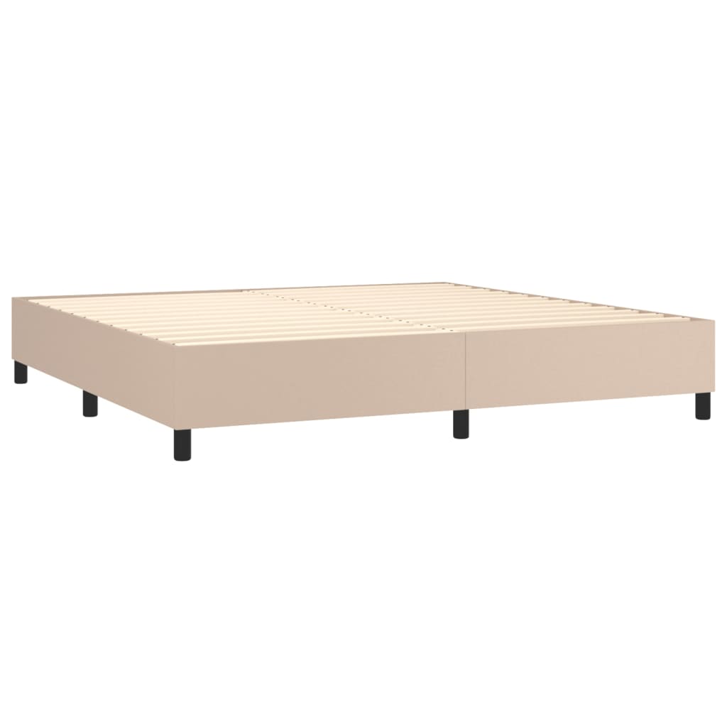 Krevet box spring madrac LED cappuccino 200x200cm umjetna koža