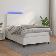 Krevet box spring s madracem LED bijeli 120x200 cm umjetna koža