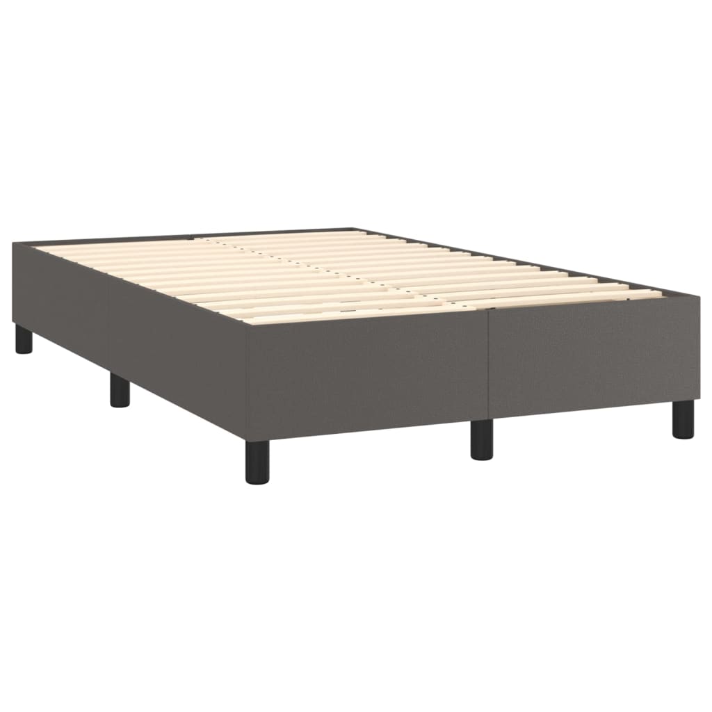 Krevet box spring s madracem LED sivi 120x200cm od umjetne kože