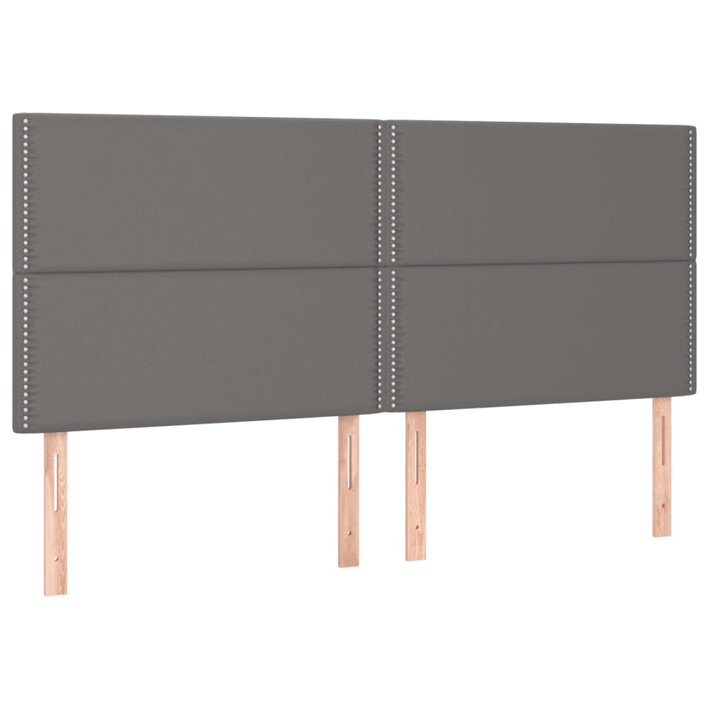 Krevet box spring s madracem LED sivi 180x200cm od umjetne kože