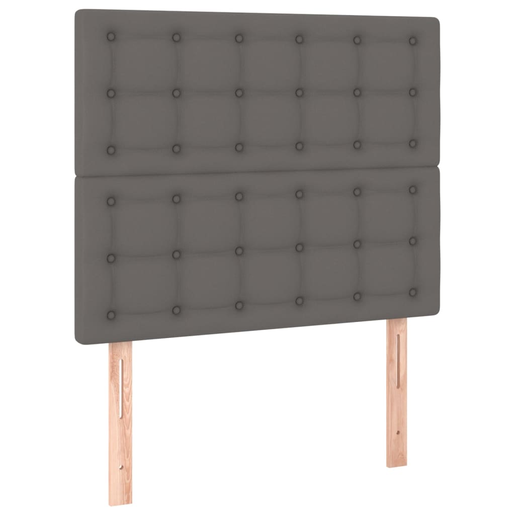 Krevet box spring s madracem LED sivi 80x200 cm od umjetne kože