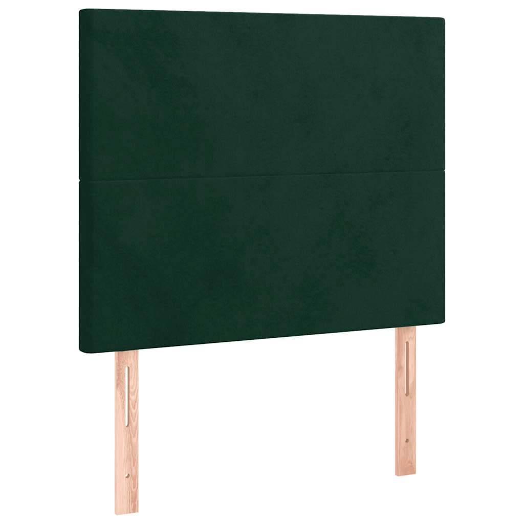 Krevet box spring s madracem LED tamnozeleni 100x200 cm baršun