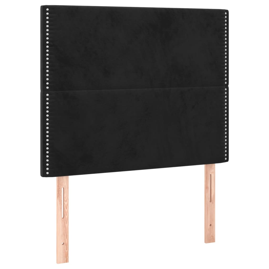 Krevet box spring s madracem LED crni 80 x 200 cm baršunasti