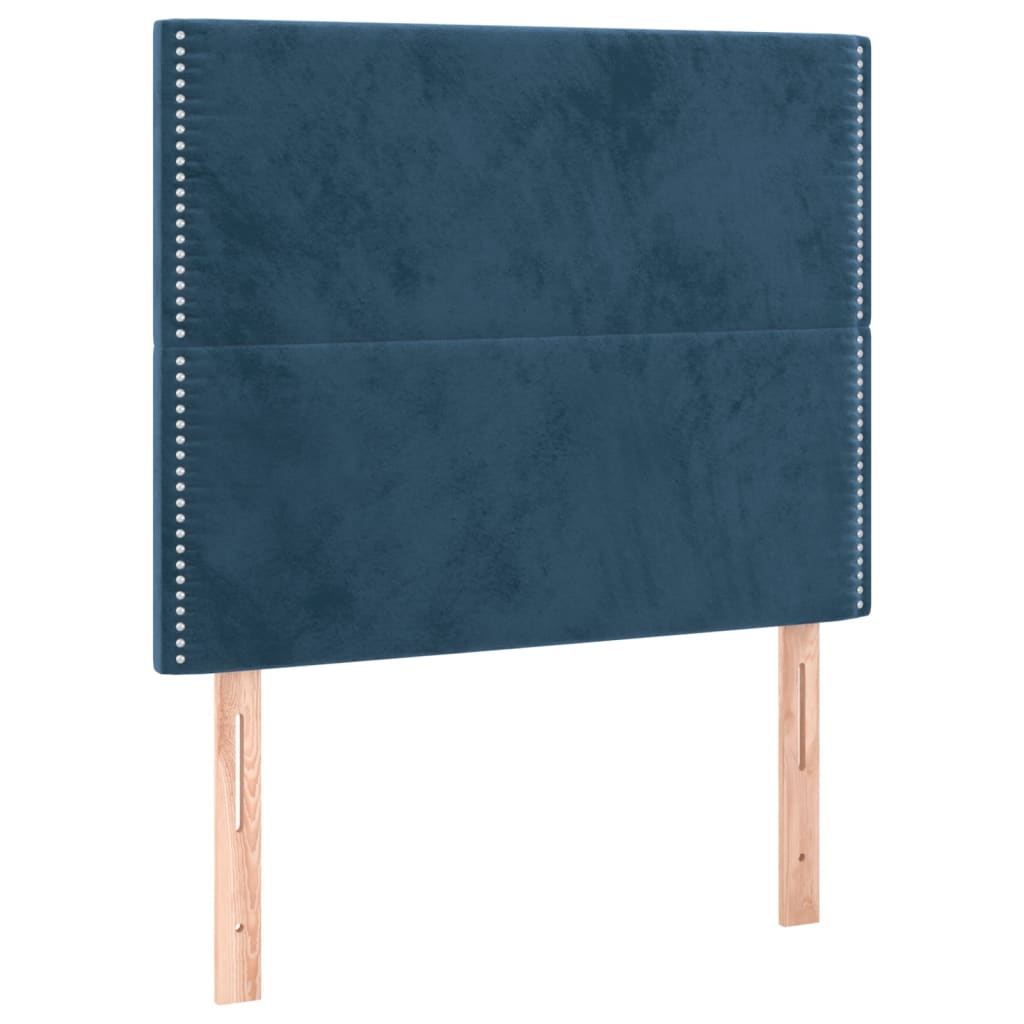 Krevet box spring s madracem LED tamnoplavi 80 x 200 cm baršun
