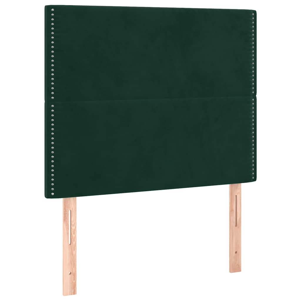 Krevet box spring s madracem LED tamnozeleni 90x190 cm baršun